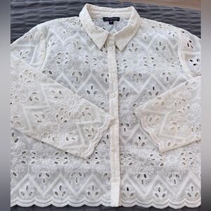 Skies are Blue eyelet cream top